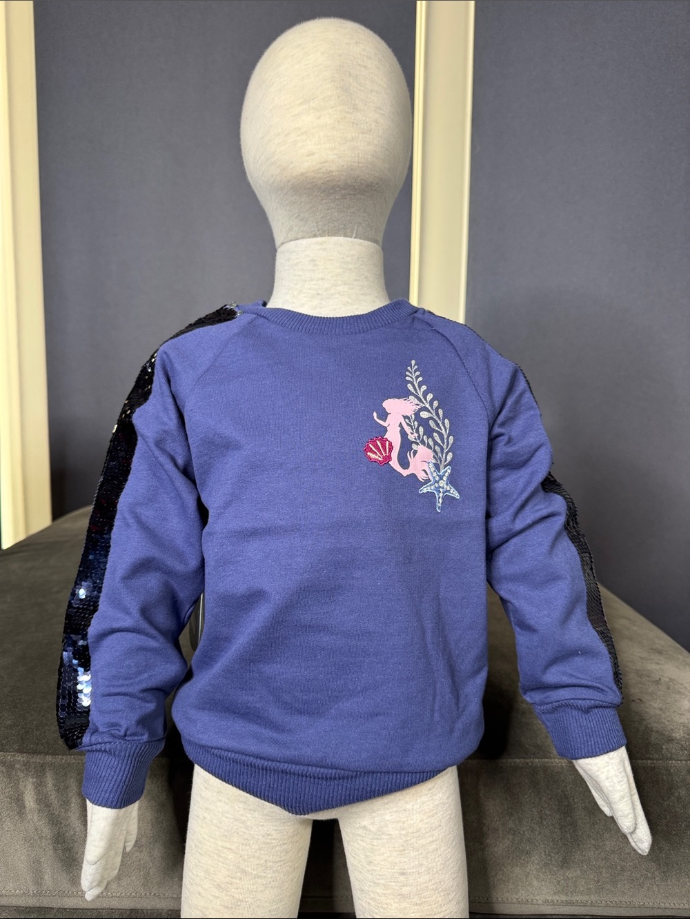 Disney The Little Mermaid x CAMP Purple Flip Sequin Sweatshirt 5T RARE